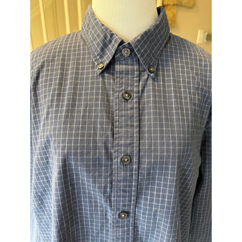 Abercrombie & Fitch Mens XXL Super Slim Stretch Shirt Blue Grid Fits like XL - Picture 3 of 9